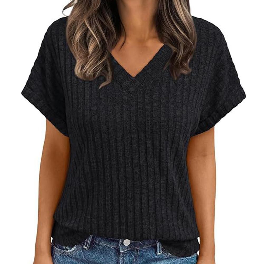 Womens Short Sleeve Vneck Top for Casual Wear in Multiple Solid Colors - Picture 5 of 11