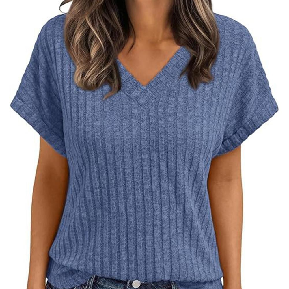 Womens Short Sleeve Vneck Top for Casual Wear in Multiple Solid Colors - Picture 7 of 11