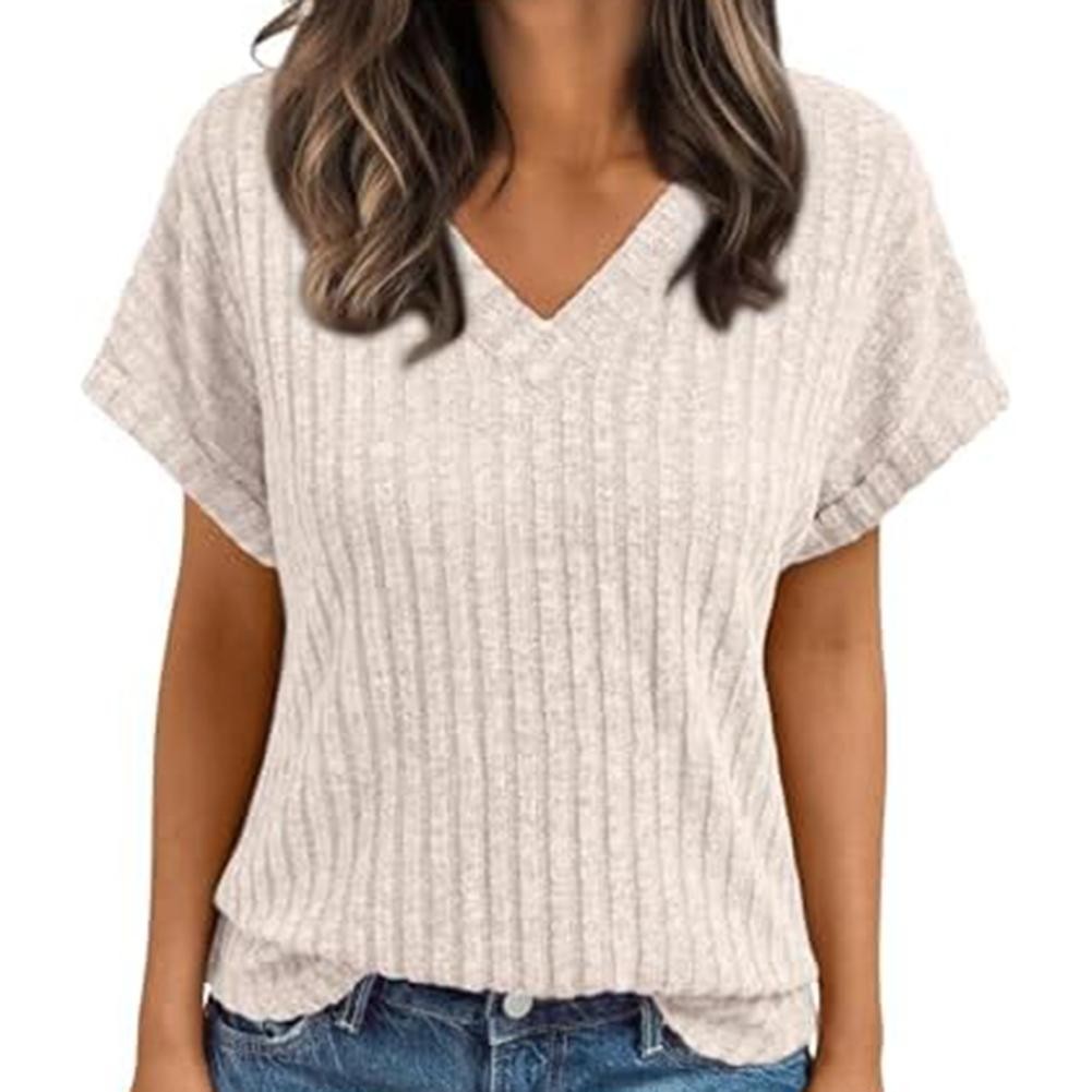Womens Short Sleeve Vneck Top for Casual Wear in Multiple Solid Colors - Picture 11 of 11