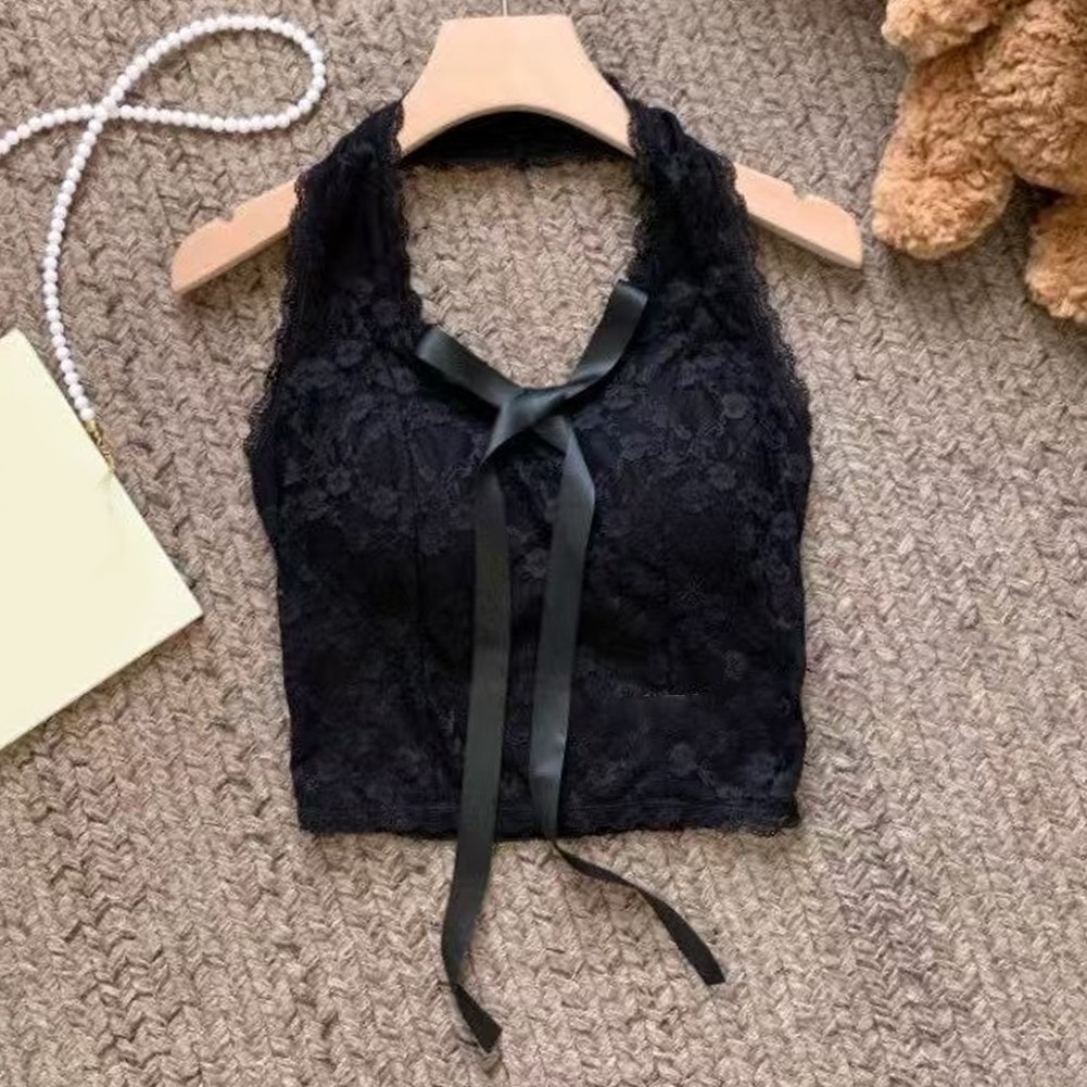 Trendy Women's Casual Lace Bow Vest Perfect for Home Vacation and Daily Life - Picture 5 of 6