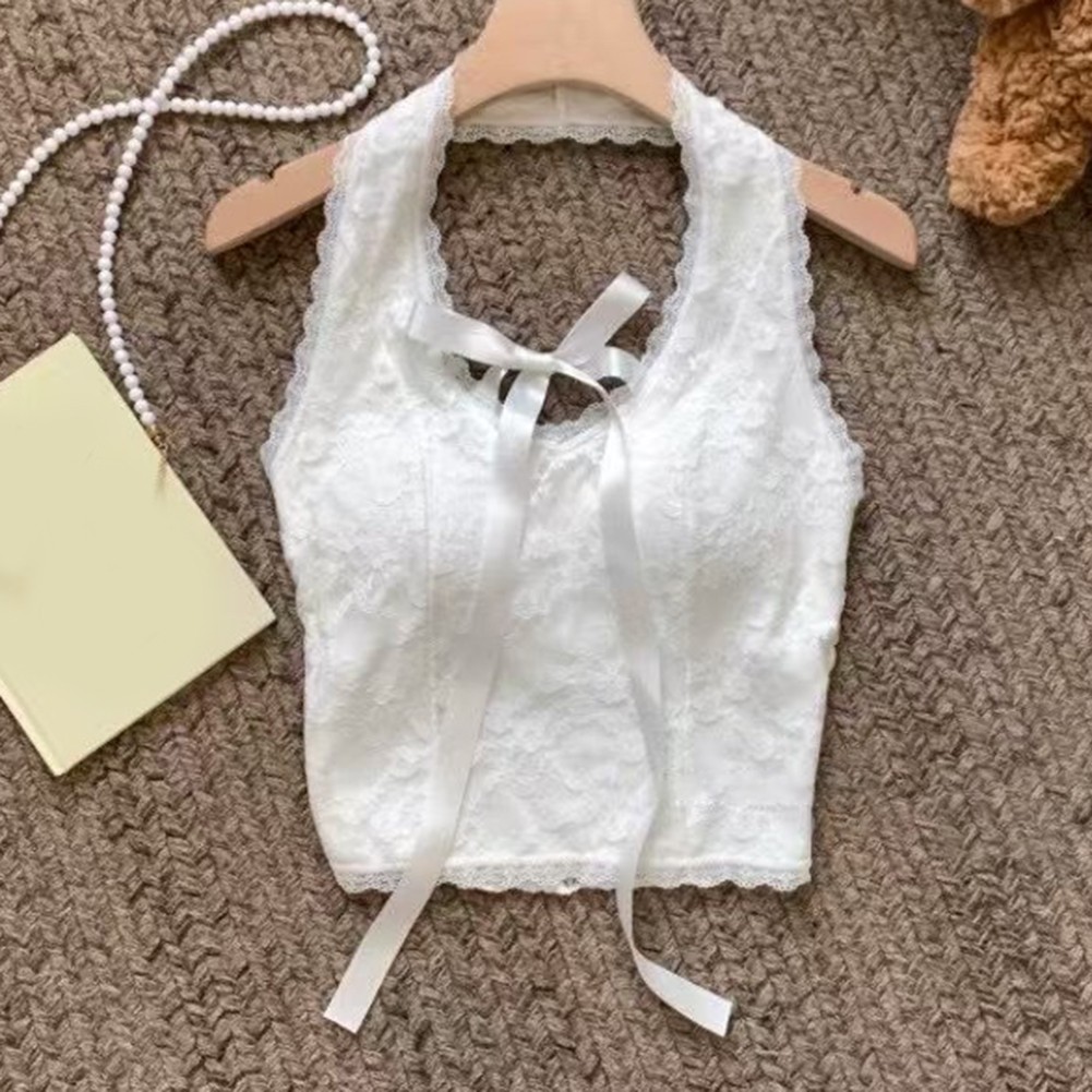 Trendy Women's Casual Lace Bow Vest Perfect for Home Vacation and Daily Life - Picture 4 of 6