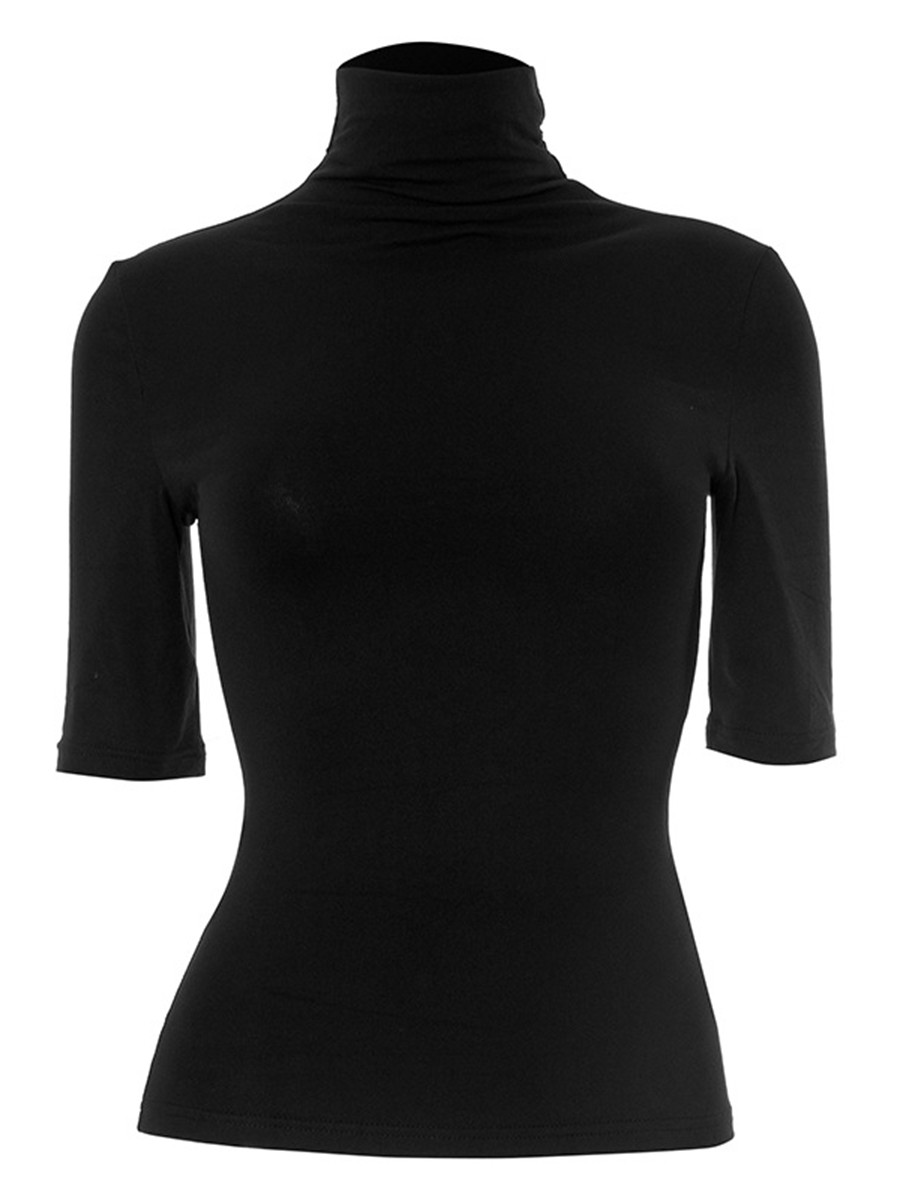 Stylish Women's Tight Fitting T Shirt with Mock Neck for Summer and Casual Days - Picture 41 of 48