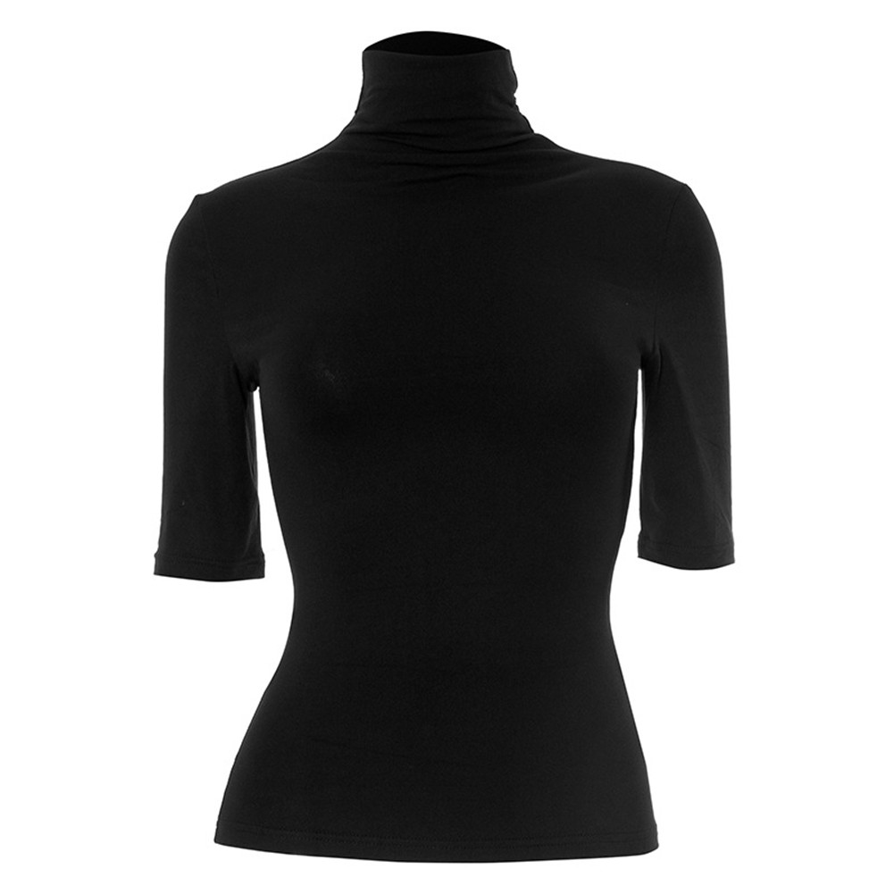 Stylish Women's Tight Fitting T Shirt with Mock Neck for Summer and Casual Days - Picture 36 of 47