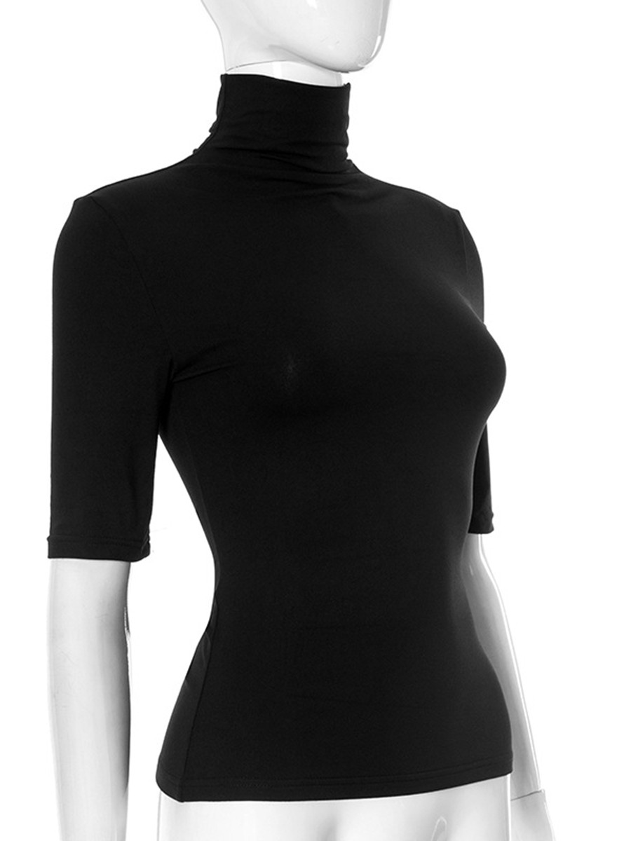 Stylisches Damen Tight Fit TShirt mit Stehkragen für Modebegeisterte - Bild 37 von 47