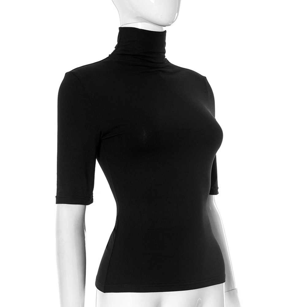 Stylish Women's Tight Fitting T Shirt with Mock Neck for Summer and Casual Days - Picture 44 of 47