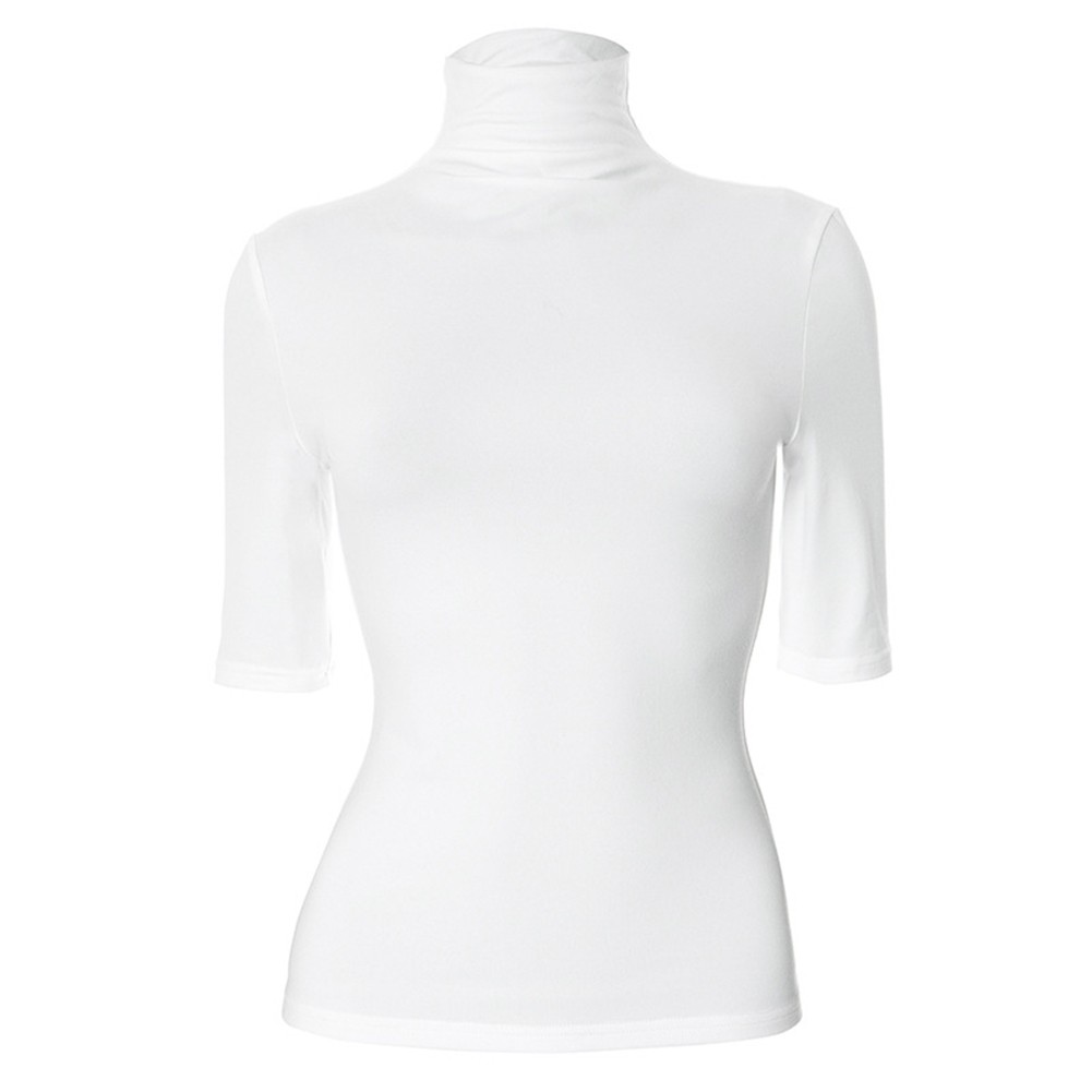 Stylish Women's Tight Fitting T Shirt with Mock Neck for Summer and Casual Days - Picture 31 of 48