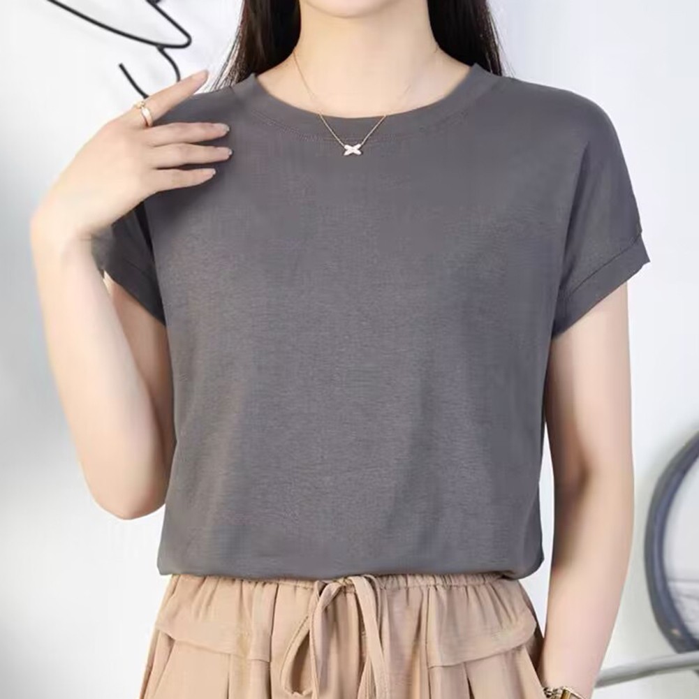 Women Casual Solid Color Short Sleeve T Shirt Basic Summer Style M 2XL - Picture 13 of 16