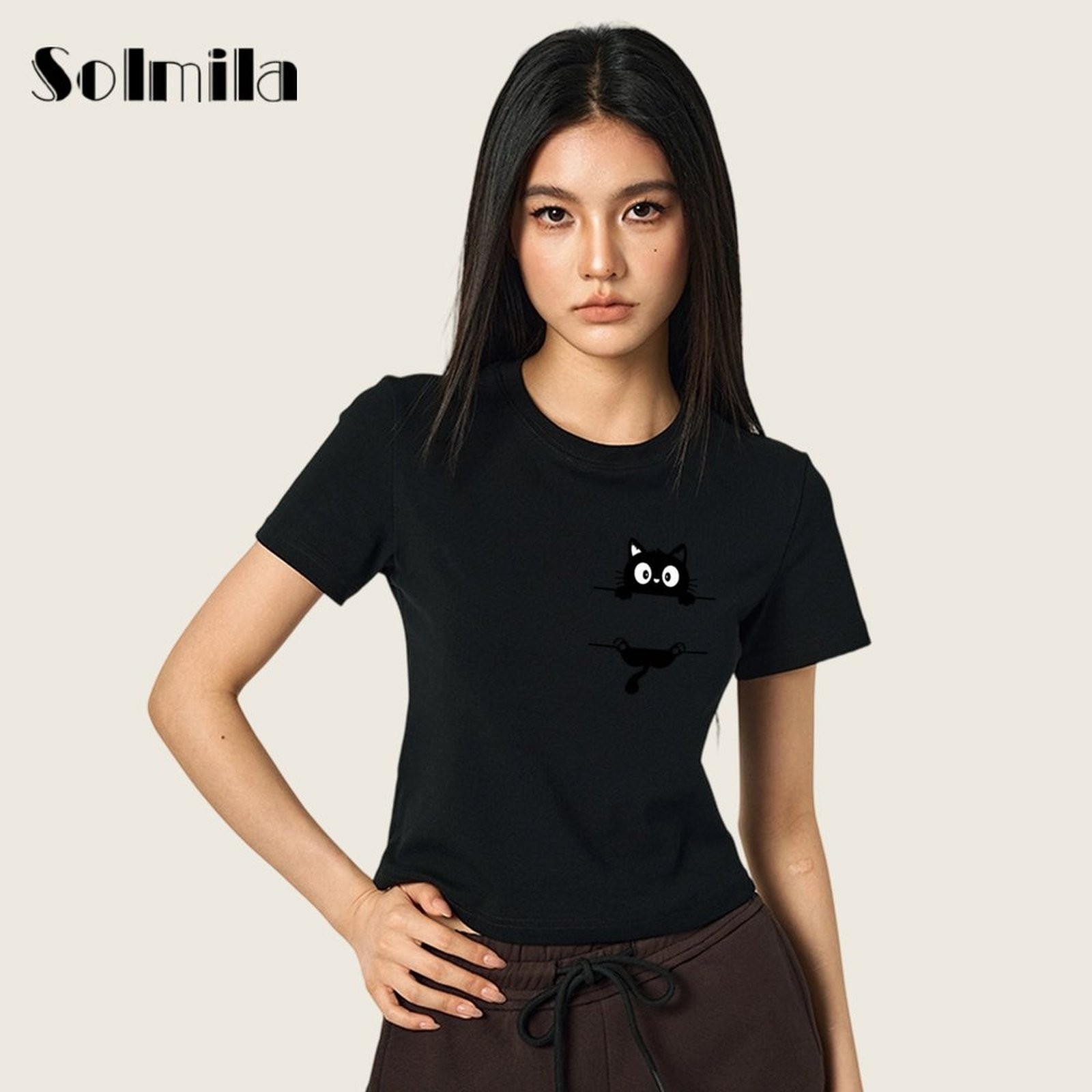 For Vacation Slim Fit Top Basic Rundhals Frühling Outfits Herbstmode - Bild 9 von 14