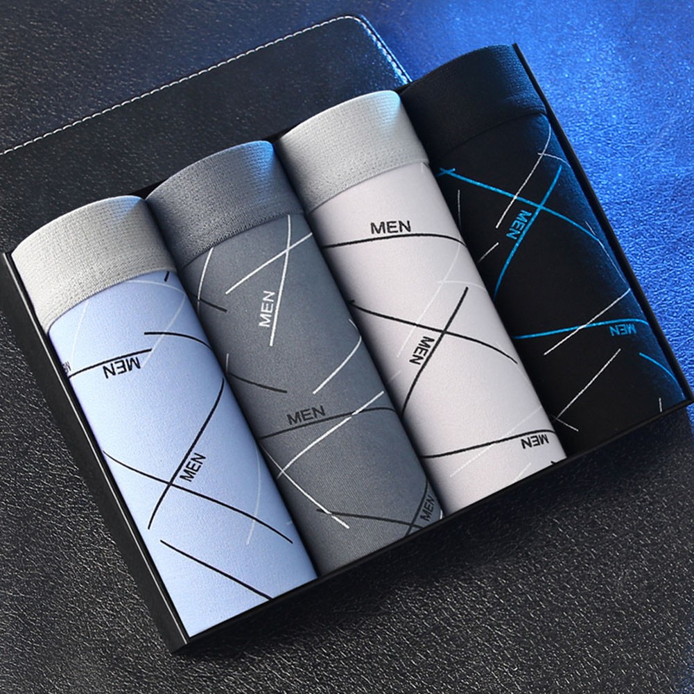 Lot de 4 boxers homme rayés confortables taille élastique sous vêtement malle - Photo 14/20