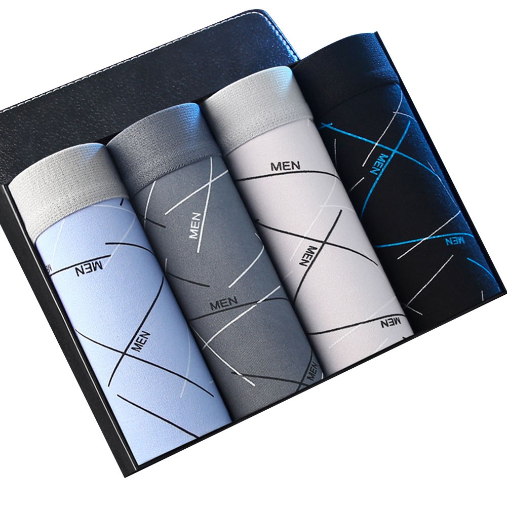 Lot de 4 boxers homme rayés confortables taille élastique sous vêtement malle - Photo 13/20