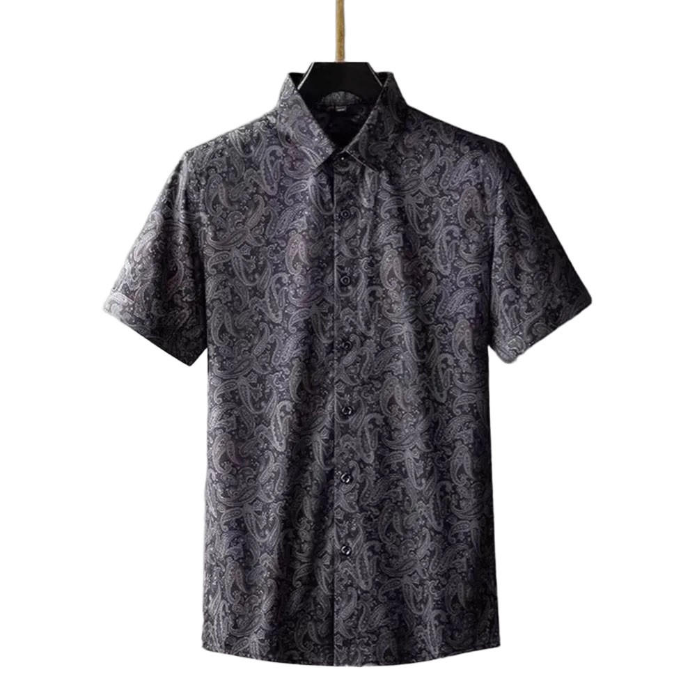 Casual Short Sleeve Retro Printed Shirts with Turn Down Collar for Men - Picture 17 of 28