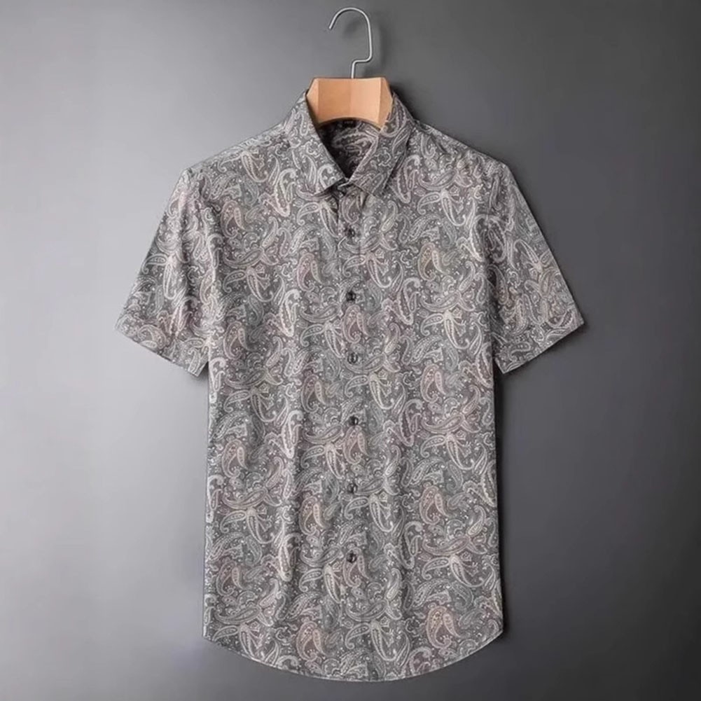Casual Short Sleeve Retro Printed Shirts with Turn Down Collar for Men - Picture 19 of 28
