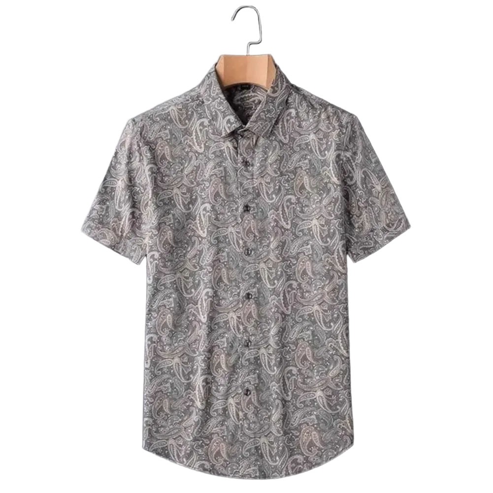 Casual Short Sleeve Retro Printed Shirts with Turn Down Collar for Men - Picture 20 of 28