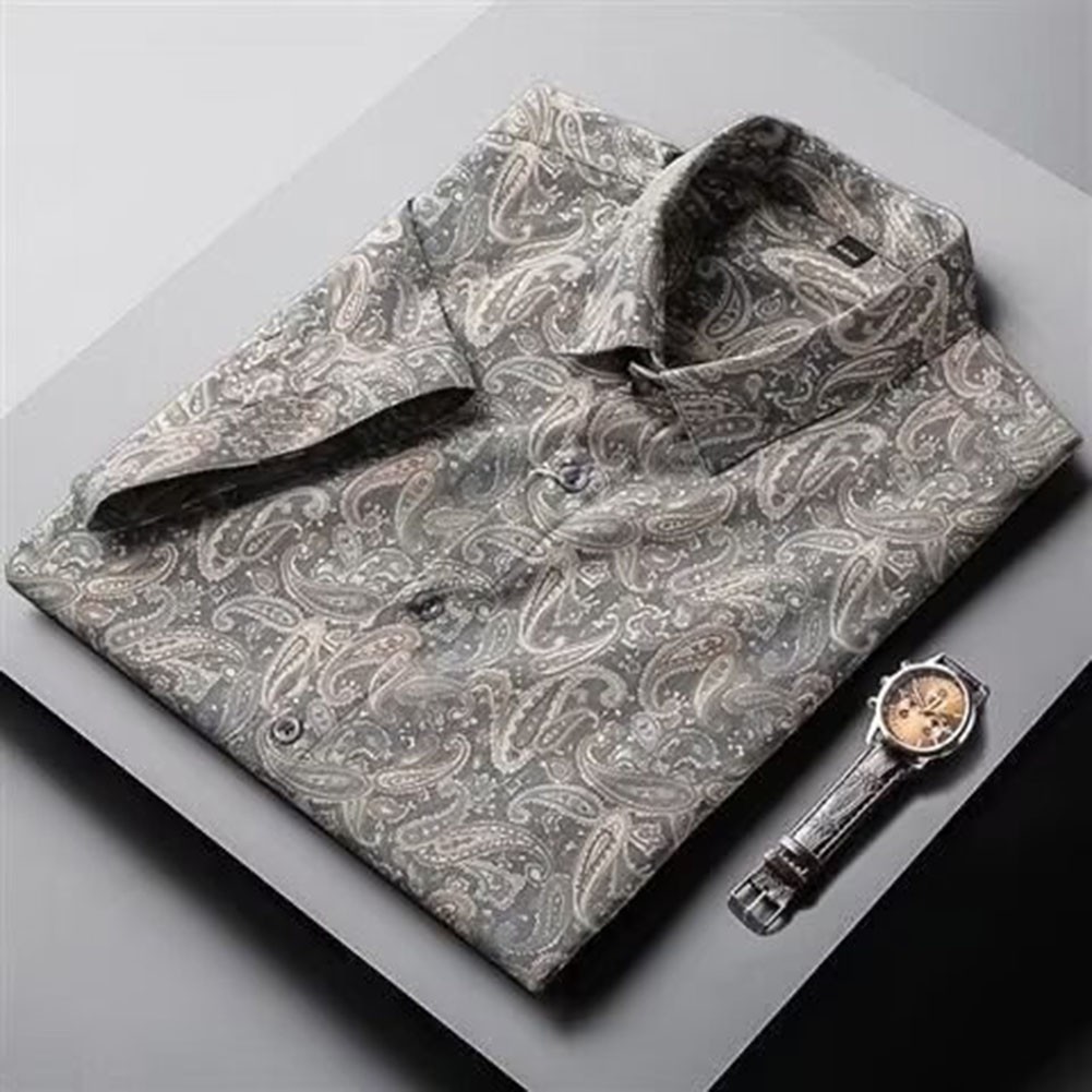 Casual Short Sleeve Retro Printed Shirts with Turn Down Collar for Men - Picture 22 of 28