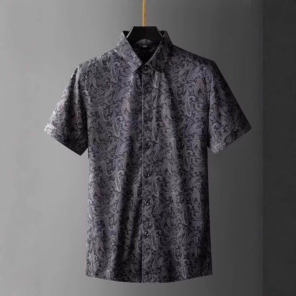 Casual Short Sleeve Retro Printed Shirts with Turn Down Collar for Men - Picture 16 of 28
