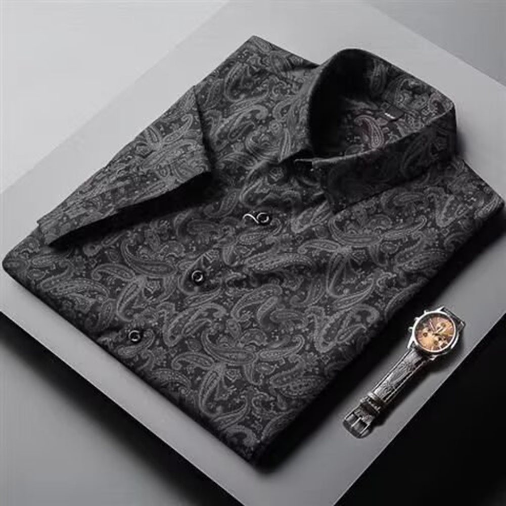 Casual Short Sleeve Retro Printed Shirts with Turn Down Collar for Men - Picture 18 of 28