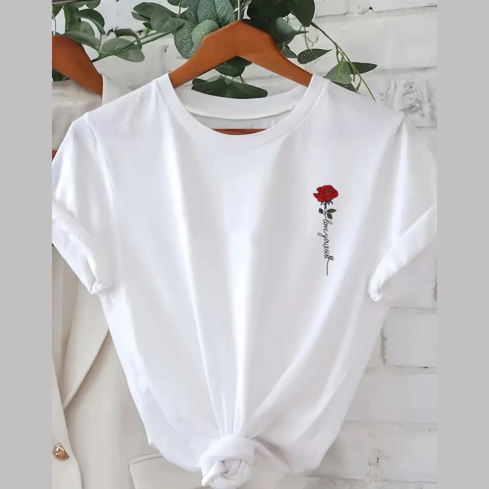 Suitable For Shopping Women's T-shirt Breathable Cotton Fabric Loose Fit Style