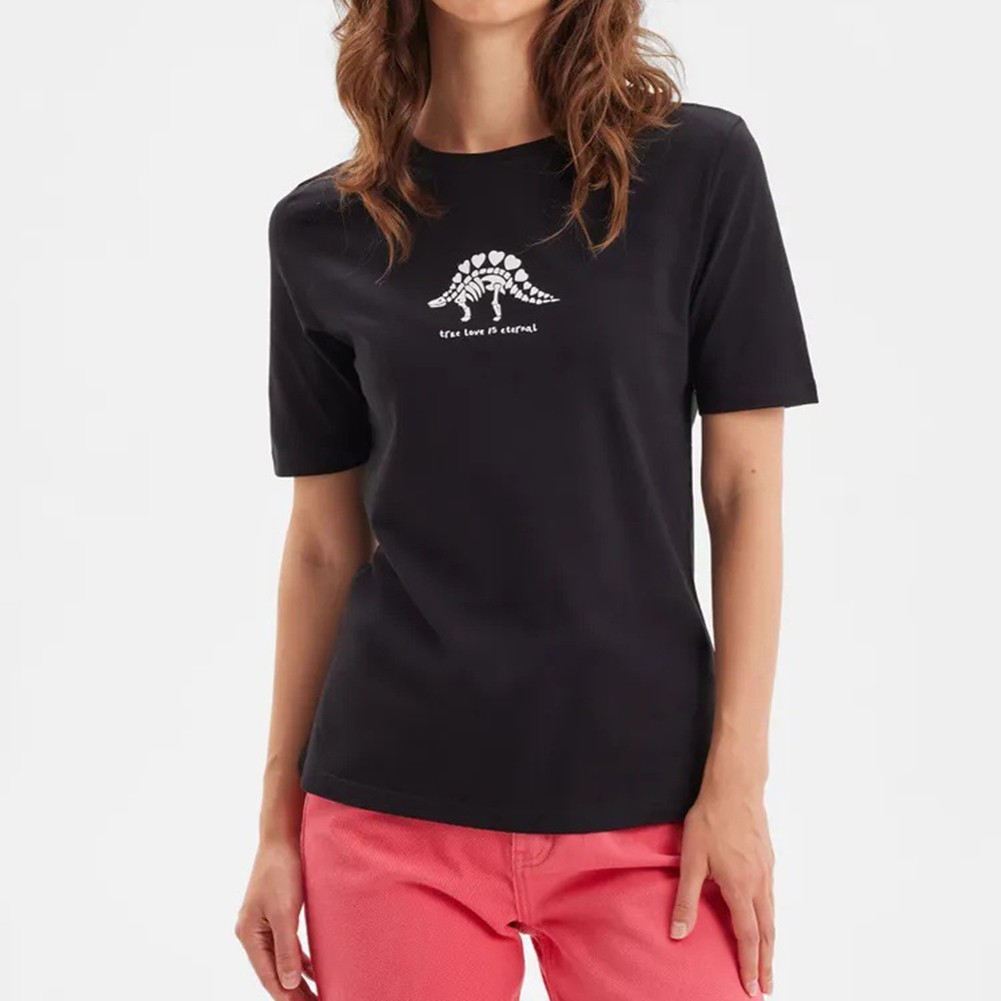 Lightweight Cotton T Shirt with Cartoon Print for Women Casual and Fashion - Picture 42 of 51