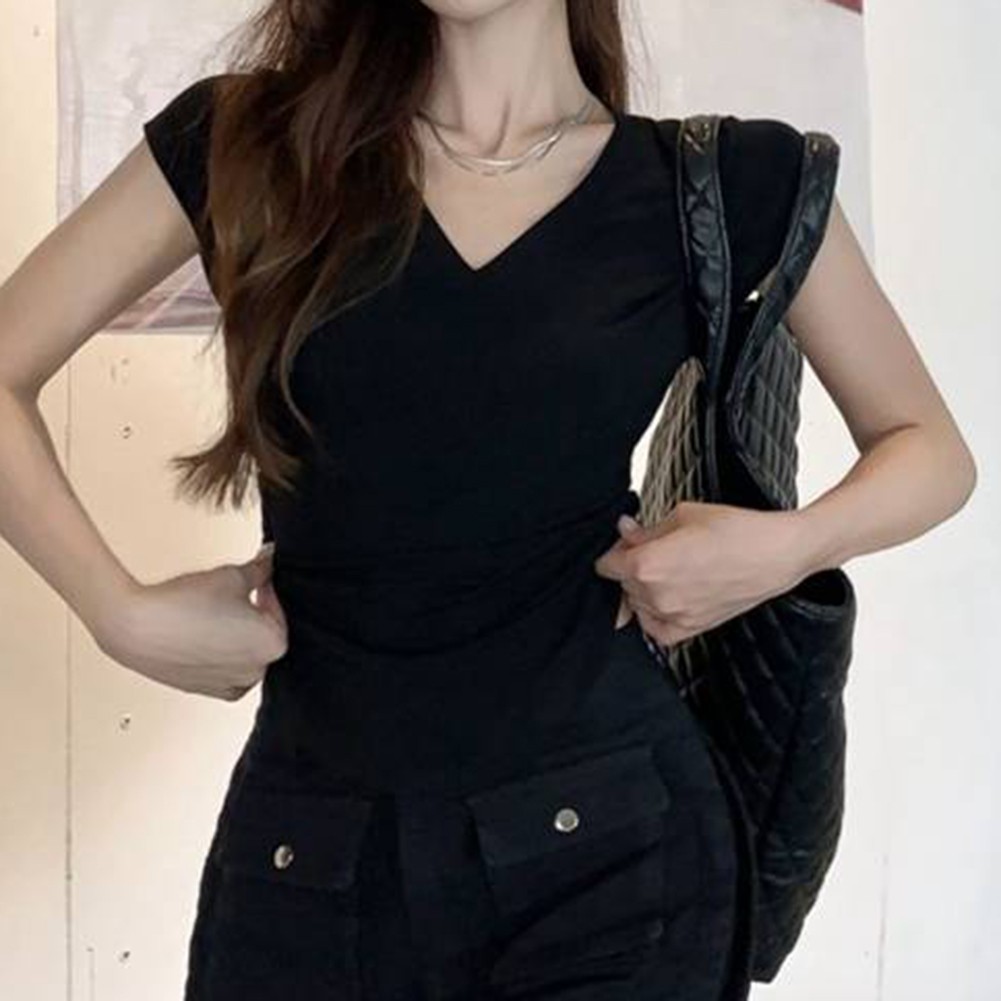 Kurzarm V-Ausschnitt TShirts für Damen Sommer Freizeit Mode Tops Auswahl - Bild 23 von 31