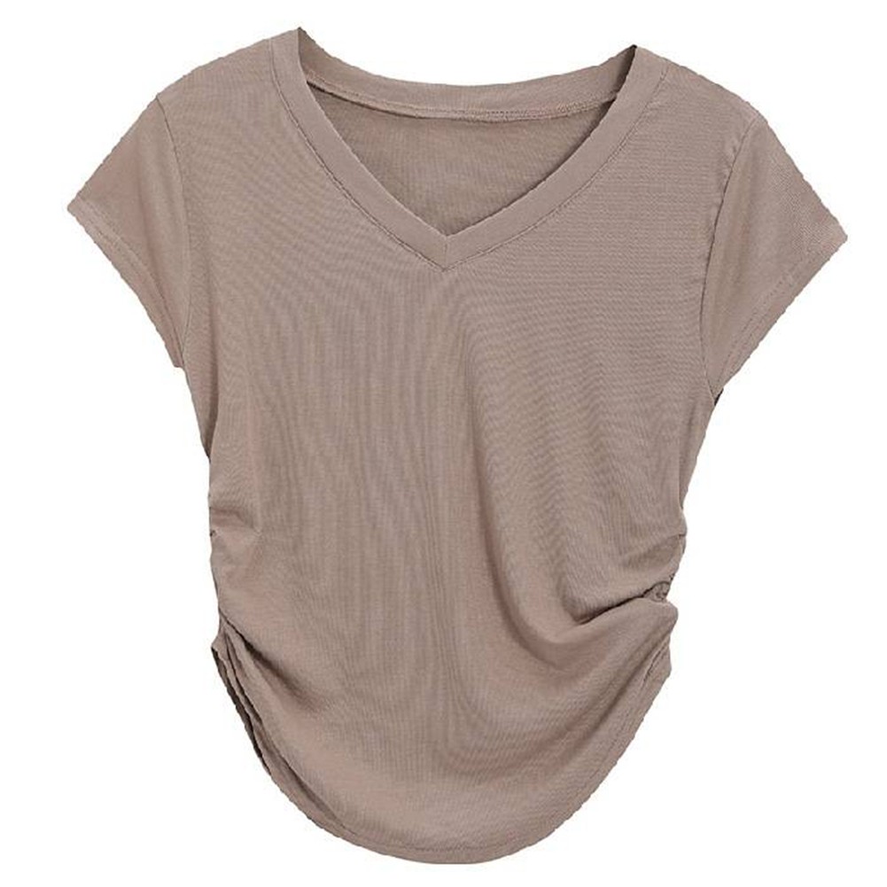Kurzarm V-Ausschnitt TShirts für Damen Sommer Freizeit Mode Tops Auswahl - Bild 28 von 31