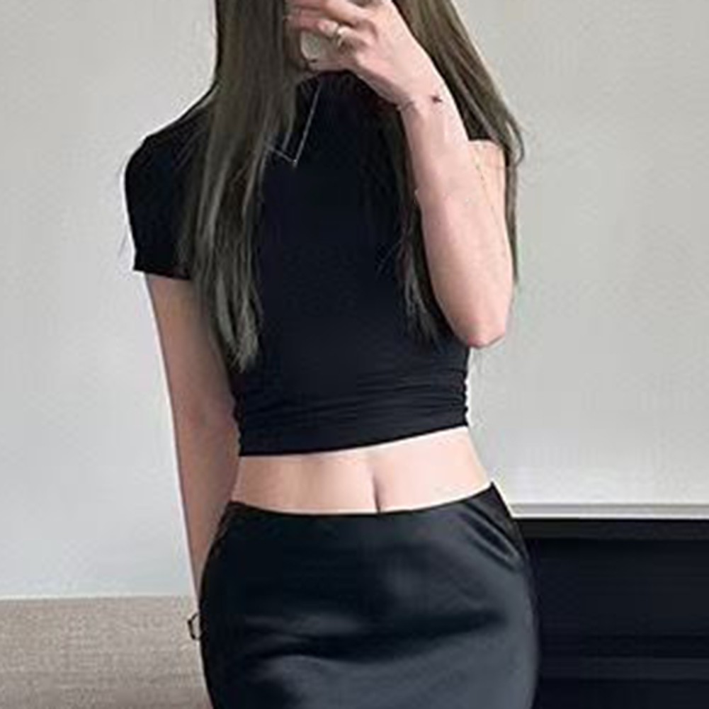 Women Solid Slim Fit Short Sleeve TShirts Fashionable Summer Essentials - Picture 20 of 32