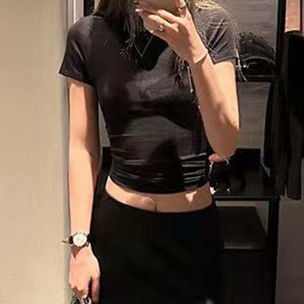 Women Solid Slim Fit Short Sleeve TShirts Fashionable Summer Essentials - Picture 21 of 32