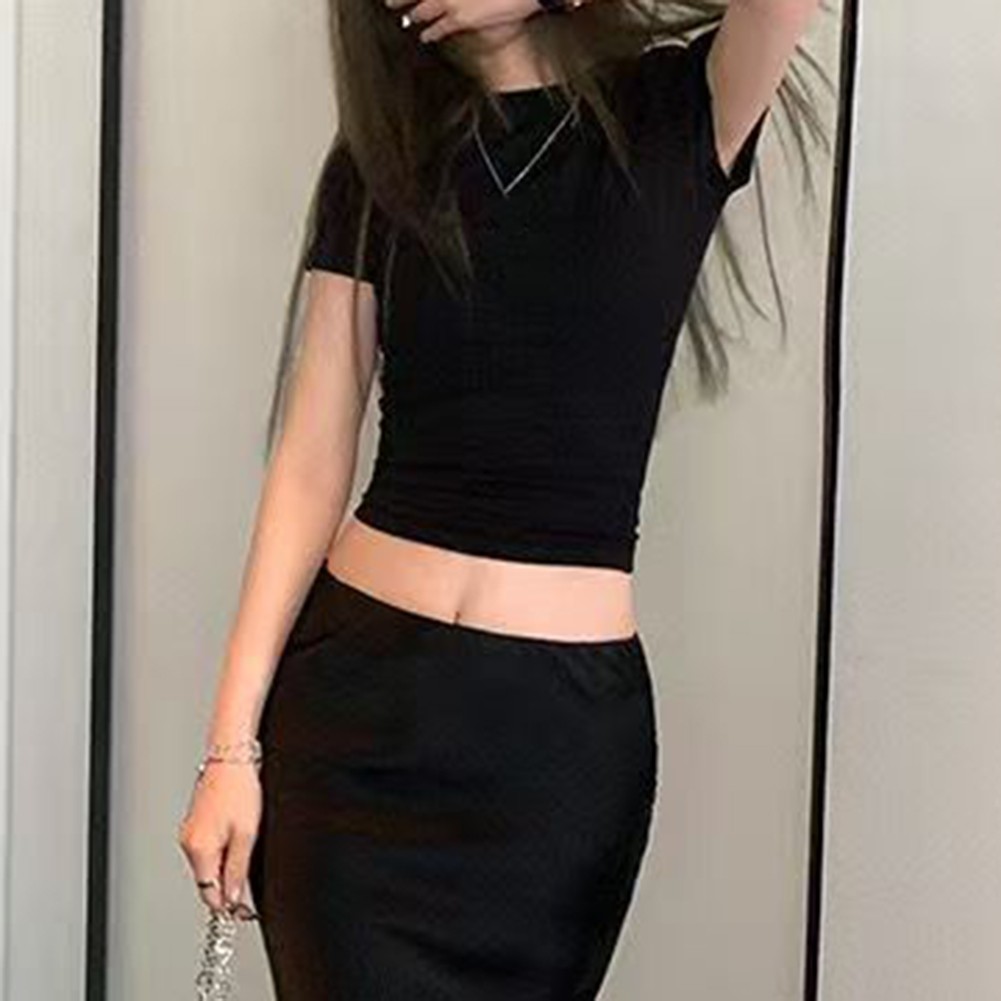 Women Solid Slim Fit Short Sleeve TShirts Fashionable Summer Essentials - Picture 18 of 32