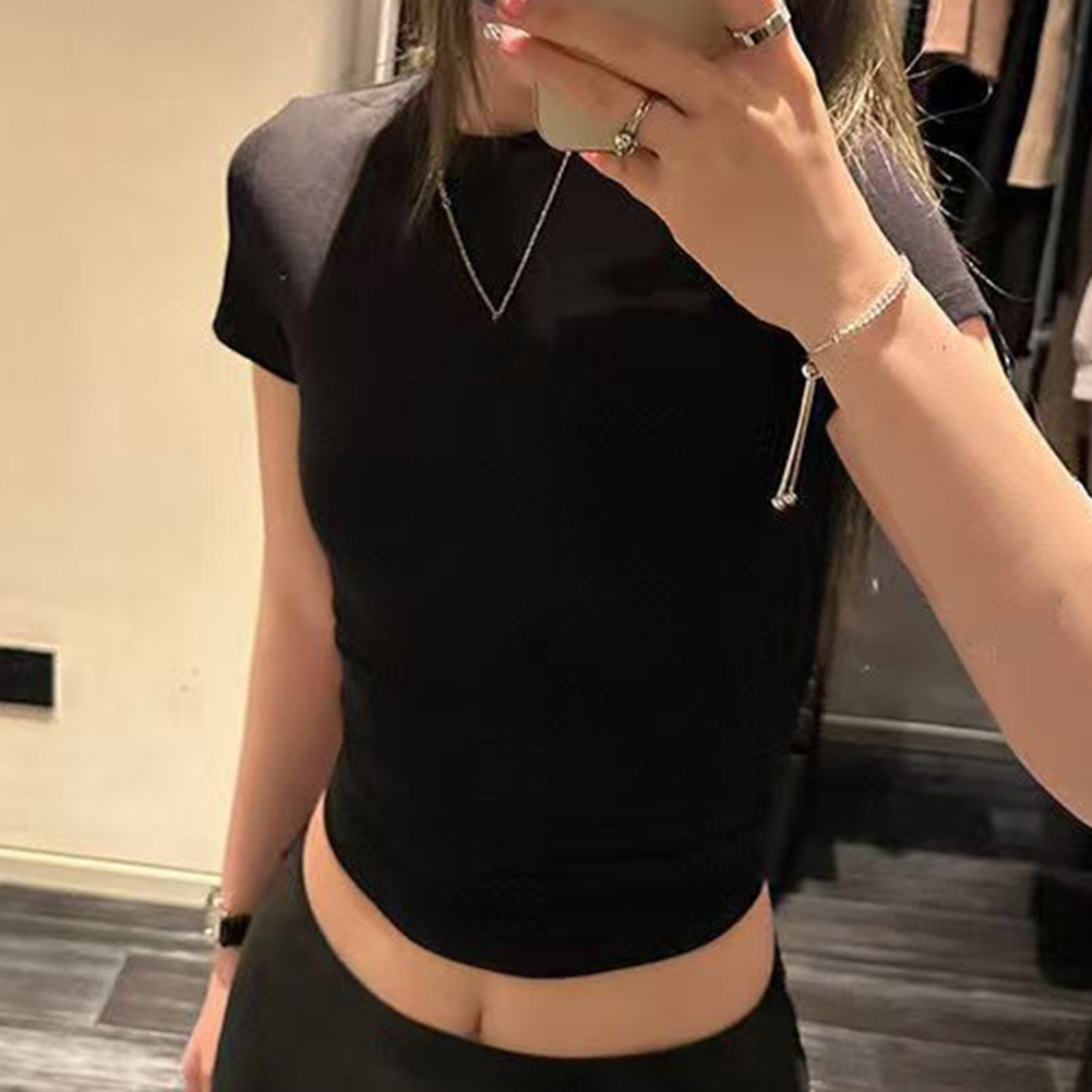 Women Solid Slim Fit Short Sleeve TShirts Fashionable Summer Essentials - Picture 16 of 32