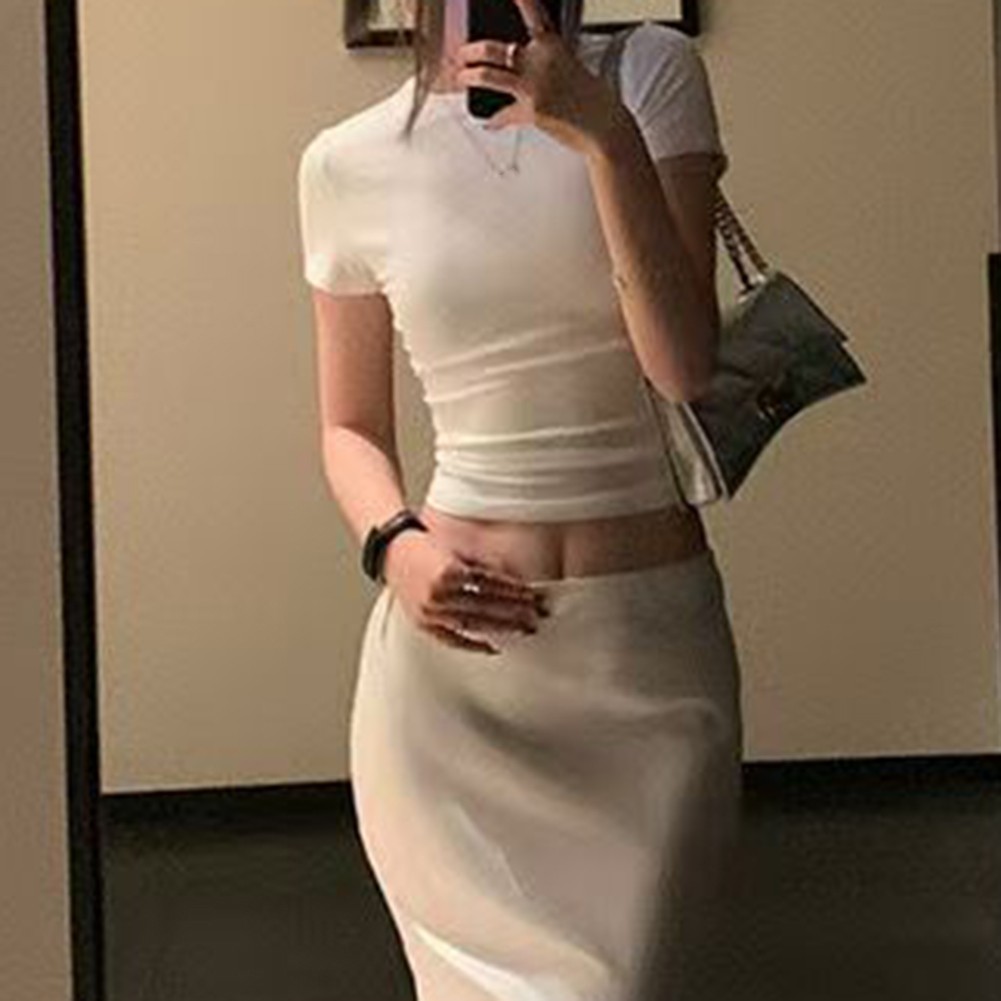 Women Solid Slim Fit Short Sleeve TShirts Fashionable Summer Essentials - Picture 24 of 32