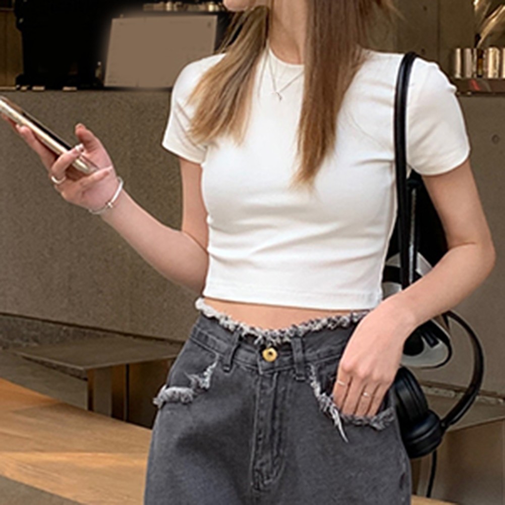Sommer Freizeit Damen Slim Fit Kurzarm T-Shirt für mühelosen Stil - Bild 32 von 49