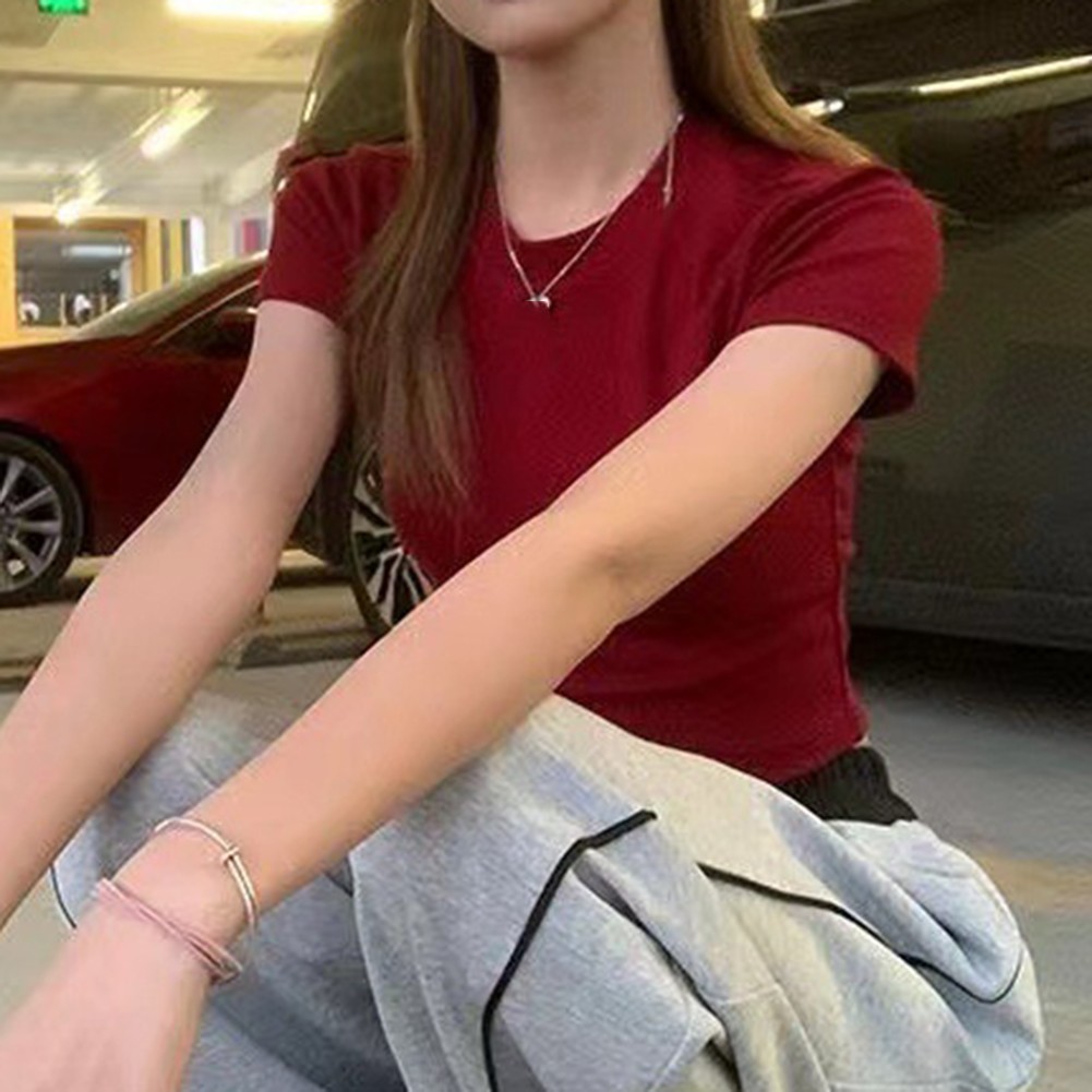 Sommer Freizeit Damen Slim Fit Kurzarm T-Shirt für mühelosen Stil - Bild 44 von 49