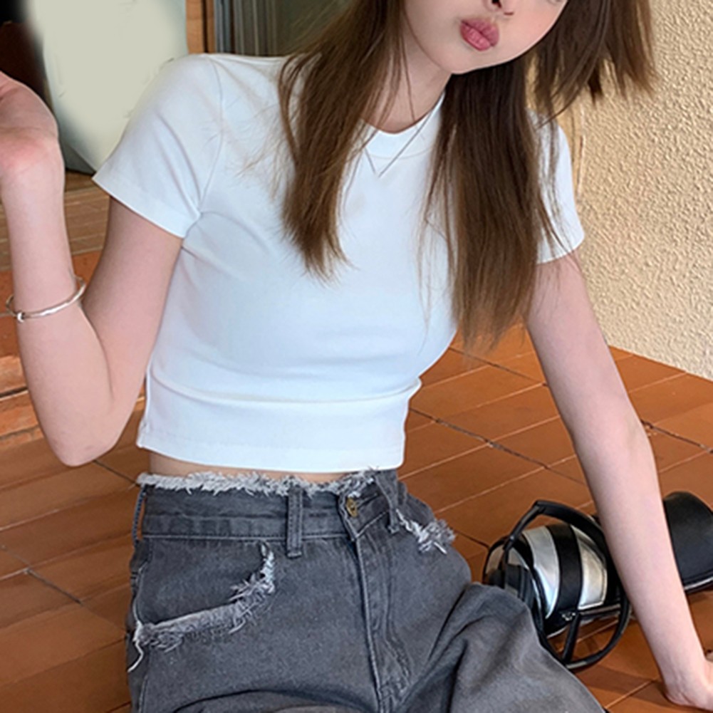 Sommer Freizeit Damen Slim Fit Kurzarm T-Shirt für mühelosen Stil - Bild 25 von 49
