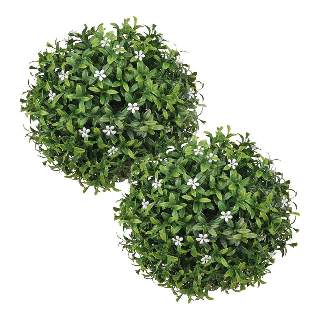 Set of 2 Faux Plant Balls Artificial Flower Balls 25cm for Hanging Decoration