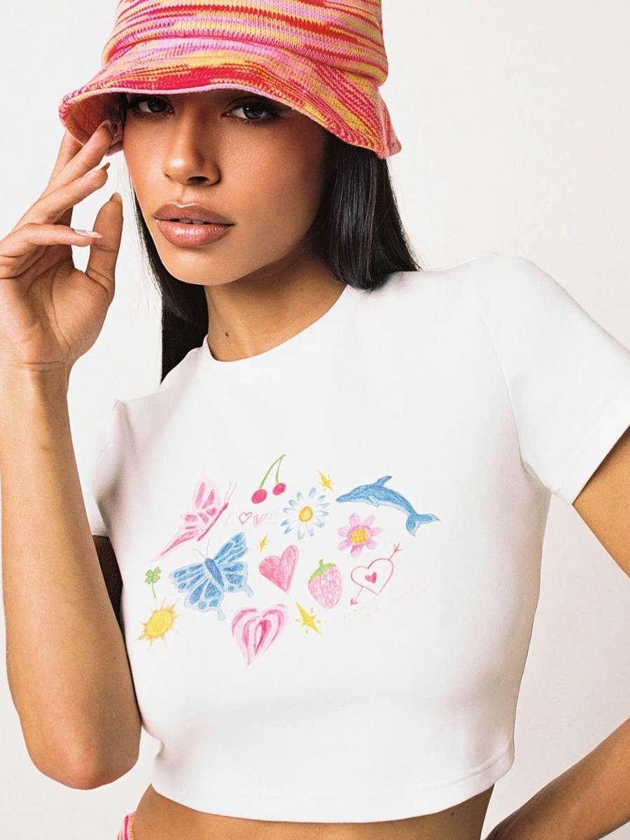 Casual Women's T Shirt White Polyester Short Sleeve Tight Fit for Everyday Use - Picture 29 of 84