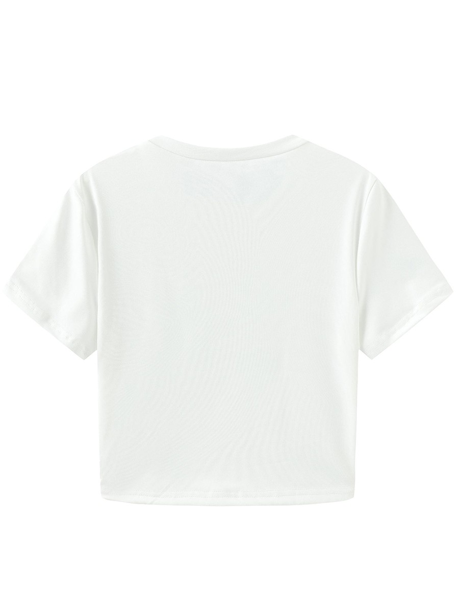 Casual Women's T Shirt White Polyester Short Sleeve Tight Fit for Everyday Use - Picture 42 of 84