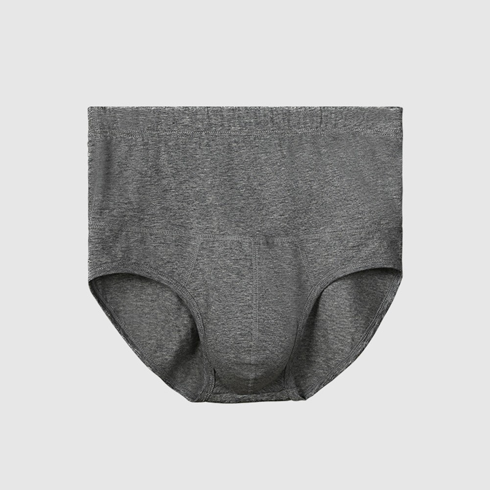 Men's High Waist Cotton Briefs in Sporty Solid Color Breathable Design - Picture 25 of 26