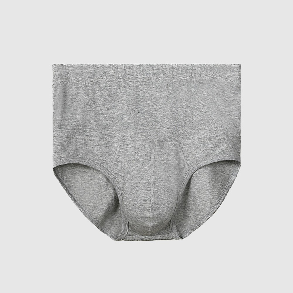 Men's High Waist Cotton Briefs in Sporty Solid Color Breathable Design - Picture 15 of 26