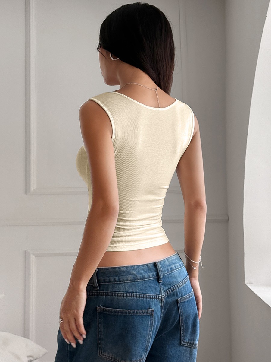 Summer Womens Slim Fit Vest Sleeveless Button Front Top for Casual Wear - Picture 25 of 75