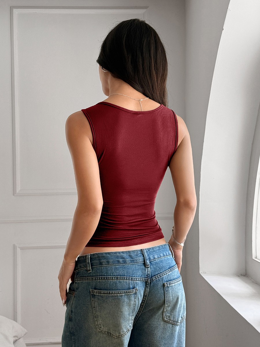 Summer Womens Slim Fit Vest Sleeveless Button Front Top for Casual Wear - Picture 73 of 75