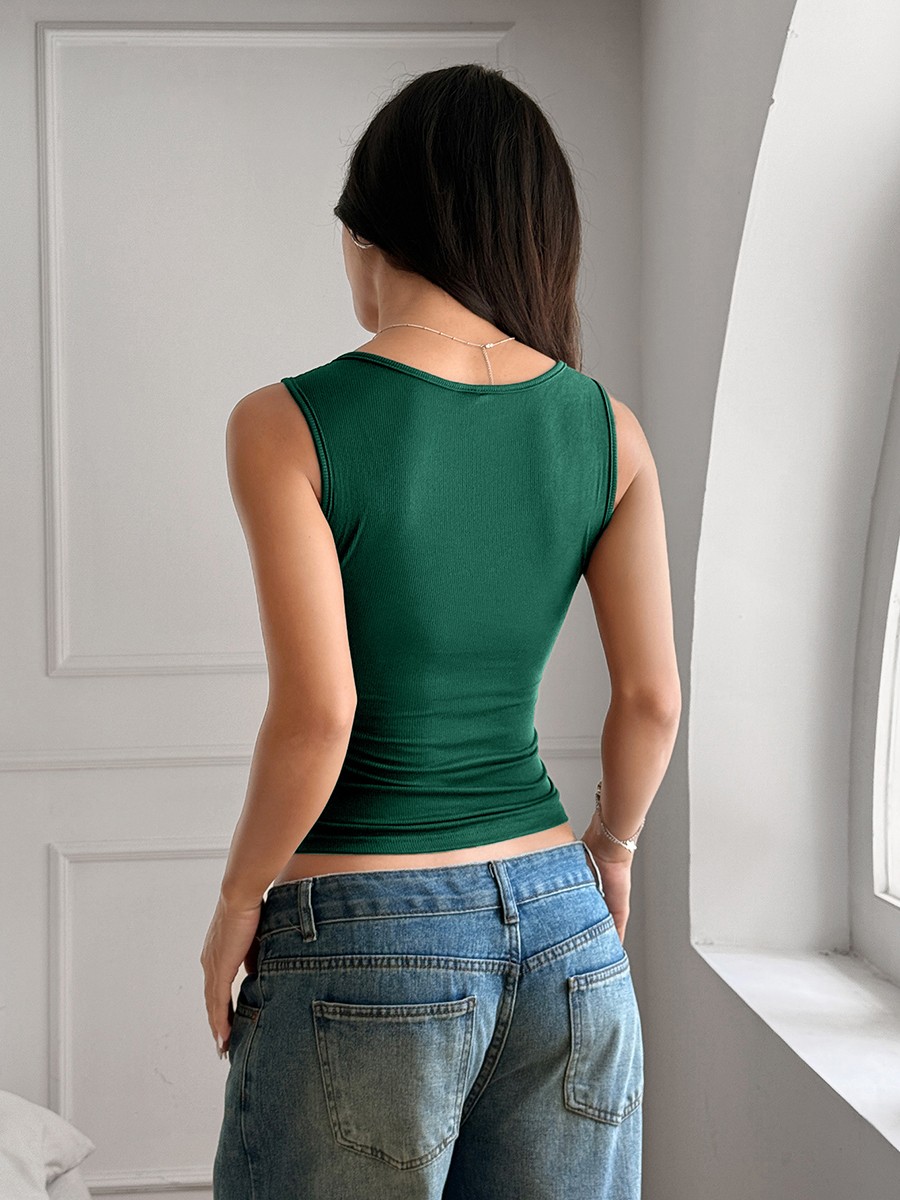 Summer Womens Slim Fit Vest Sleeveless Button Front Top for Casual Wear - Picture 42 of 75