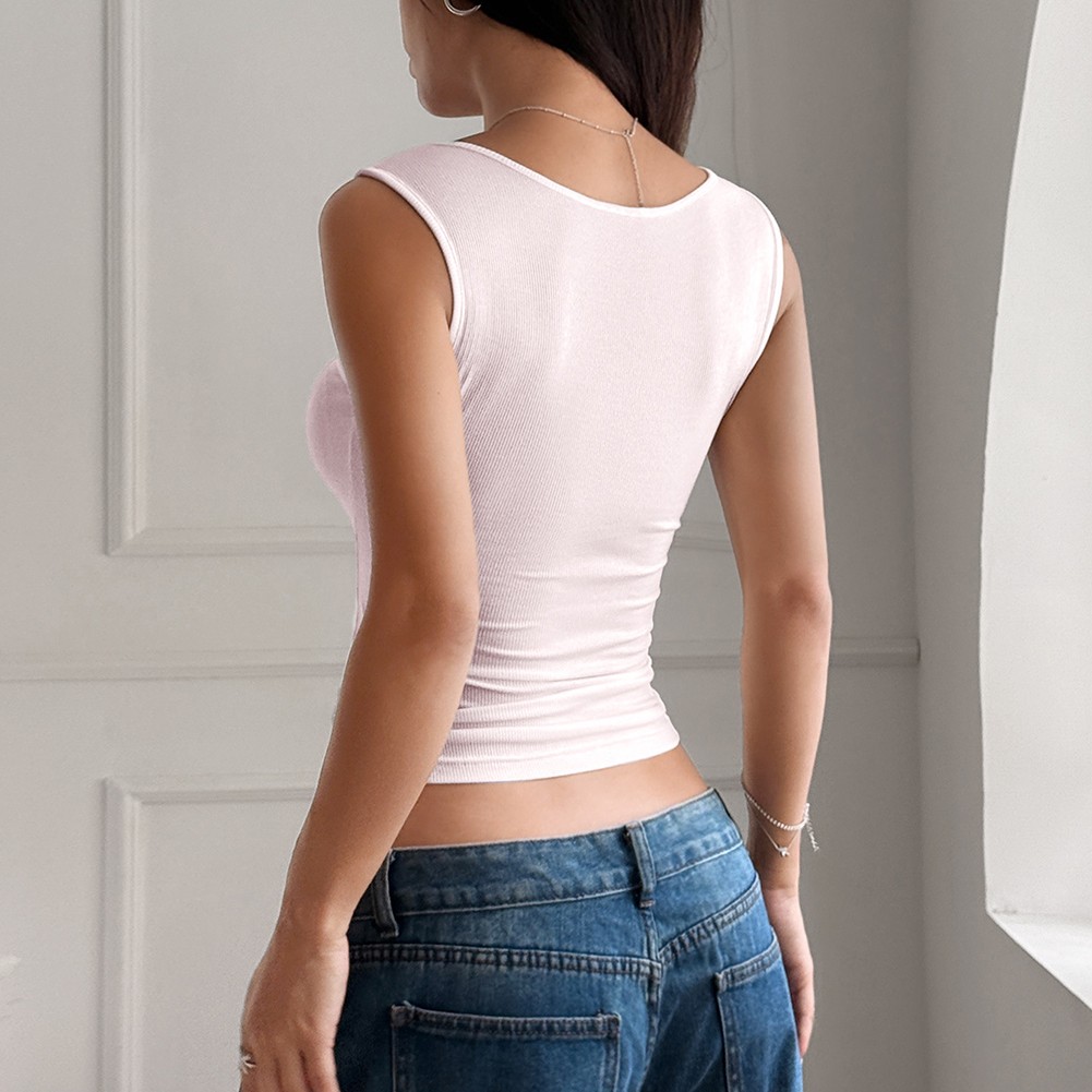 Summer Womens Slim Fit Vest Sleeveless Button Front Top for Casual Wear - Picture 57 of 75