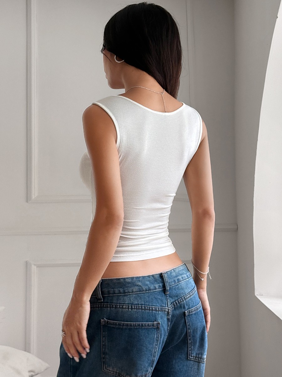 Summer Womens Slim Fit Vest Sleeveless Button Front Top for Casual Wear - Picture 49 of 75