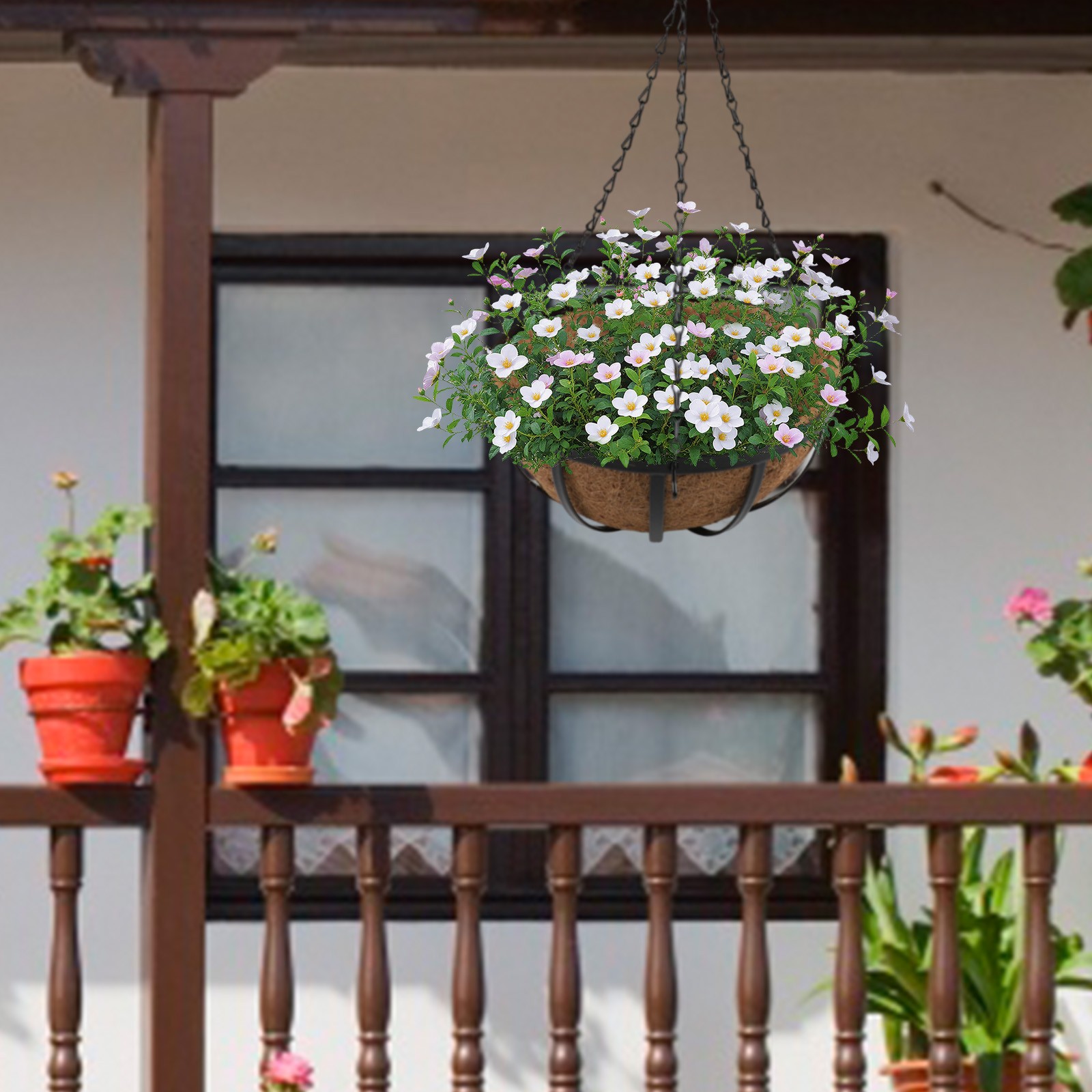 Functional Hanging Basket with Coconut Liner for Practical Home Storage