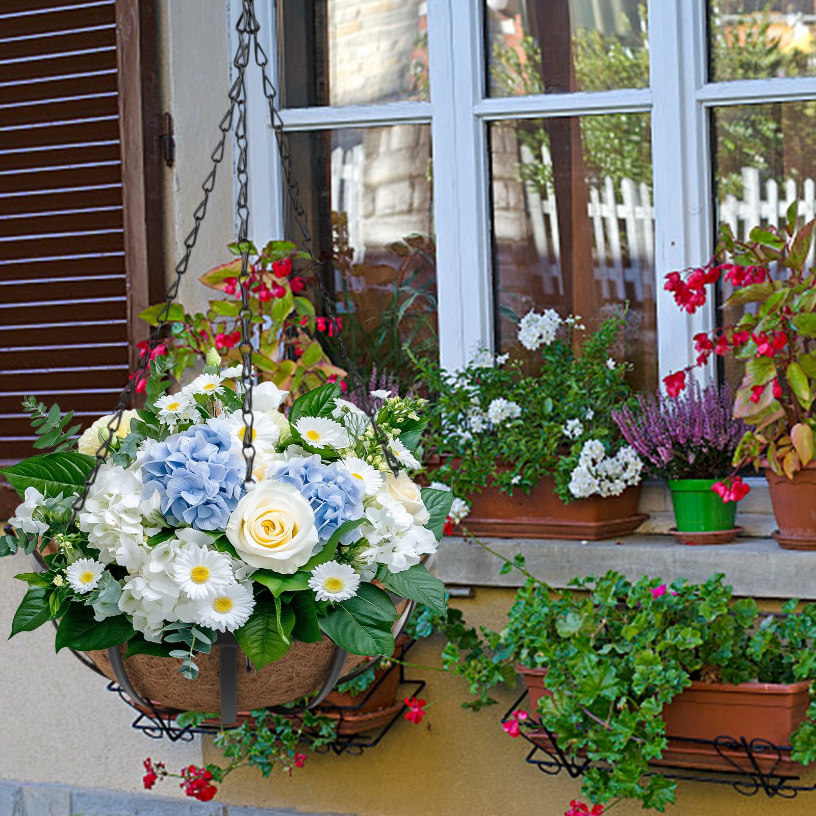 Functional Hanging Basket with Coconut Liner for Practical Home Storage