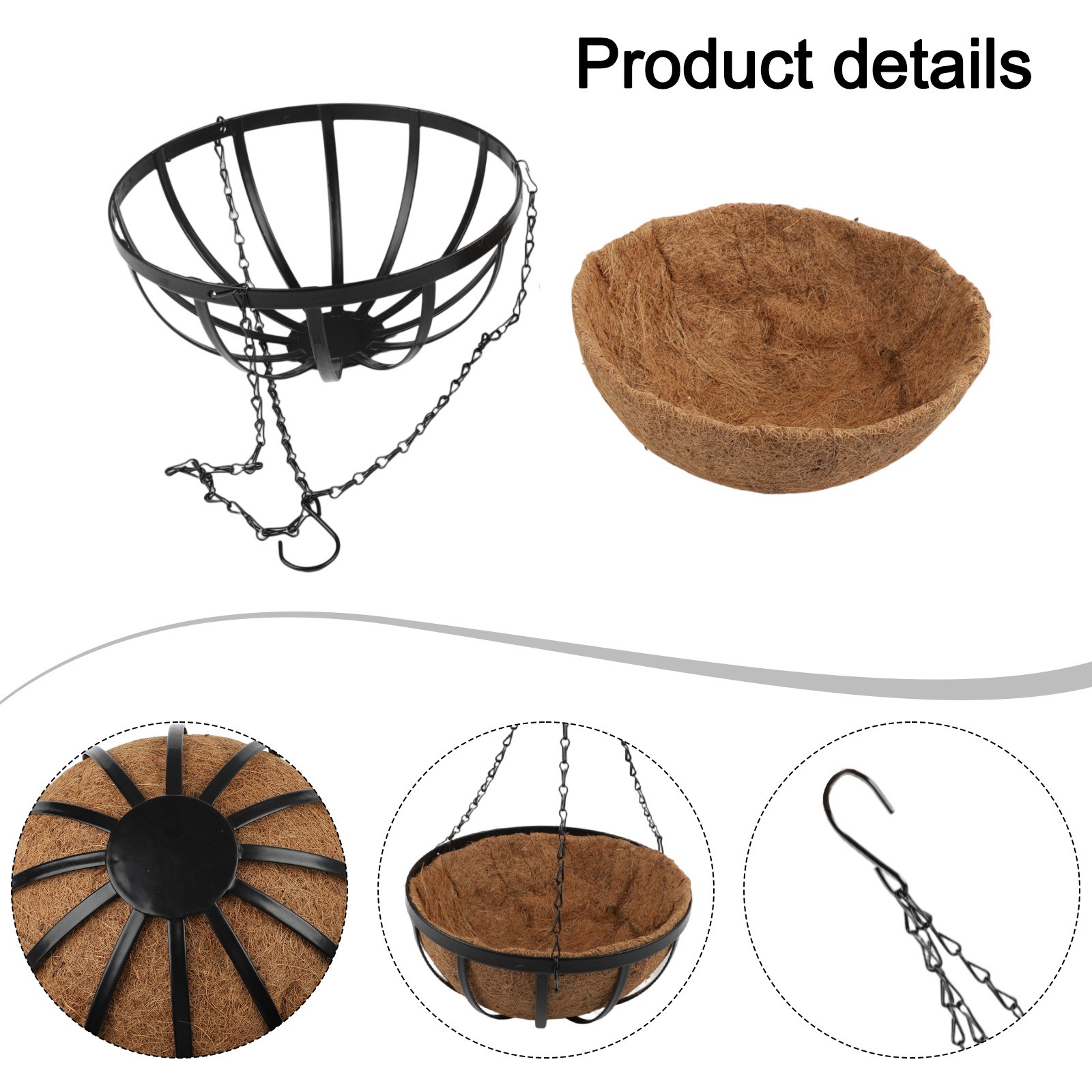 Functional Hanging Basket with Coconut Liner for Practical Home Storage
