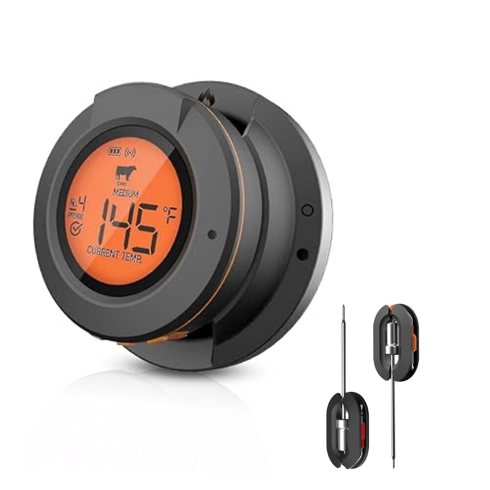 Smart Thermometer for Grilling with Wireless Range and Multiple Probes