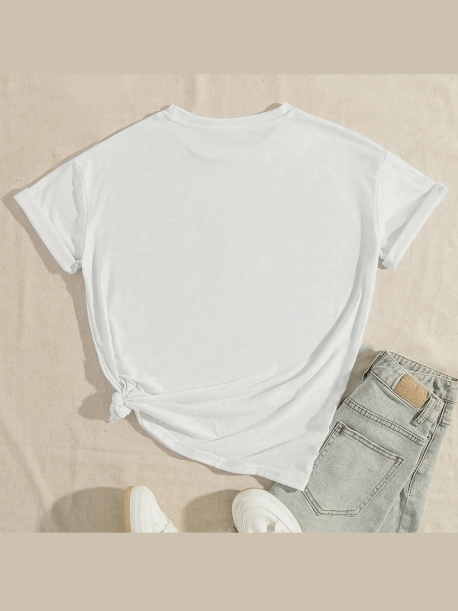 Casual Women's T Shirt with Floral Fruit Print Round Neck Short Sleeves - Picture 14 of 36