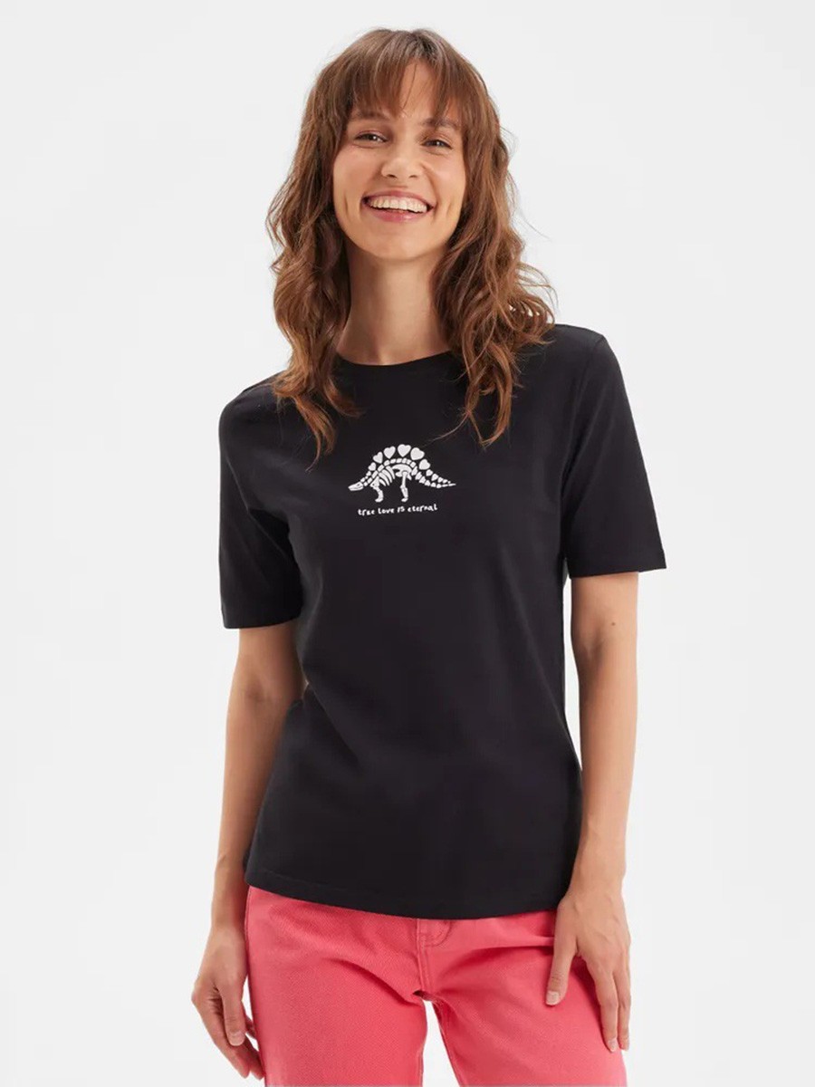 Lightweight Cotton T Shirt with Cartoon Print for Women Casual and Fashion - Picture 44 of 51