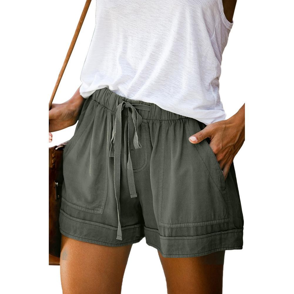 Casual Women's Elastic High Waisted Shorts for Holiday Outings and Daily Life - Picture 5 of 16