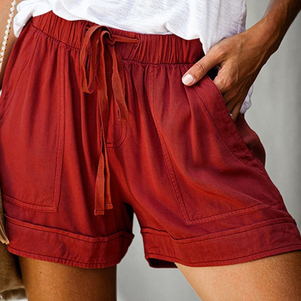 Casual Women's Elastic High Waisted Shorts for Holiday Outings and Daily Life - Picture 8 of 16